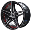 15 Inch - Typhoon - 4X100/114 - Black Machine Face + Red Undercut