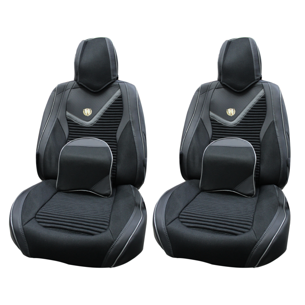 Premium Universal 11PC Seat Covers (Black + Grey Line) (PVC)