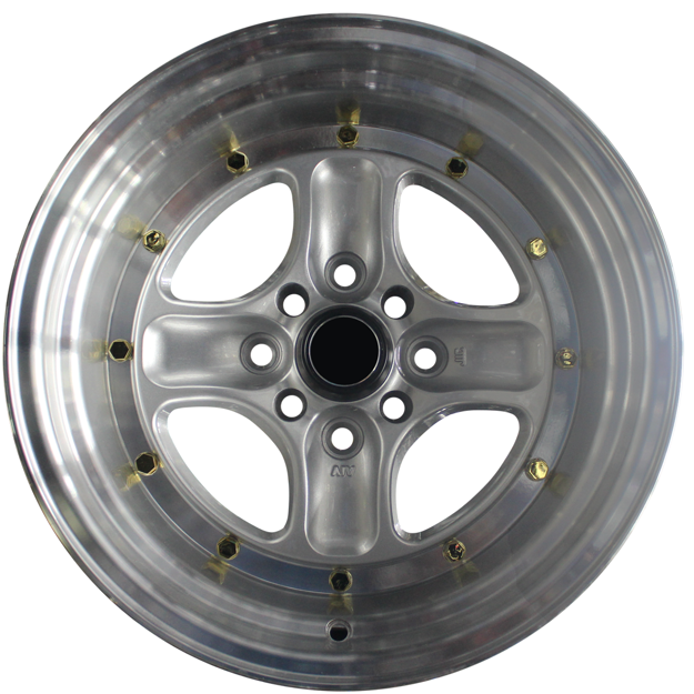 15 inch - Bling - 4x100/114 - Silver Machine Lip