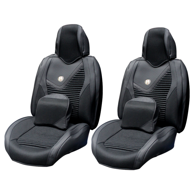 Premium Universal 11PC Seat Covers (Black + Black Line) (PVC)