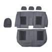 Deluxe Universal 12PC Seat Covers (Black + Grey Line) (PVC) 
