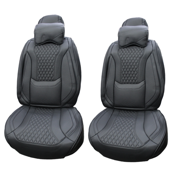 Deluxe Universal 12PC Seat Covers (Black + Black Line) (PVC)
