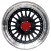 15 inch - Berlin Pro - 4X100/114 - Black Machined Lip Silver Rivets