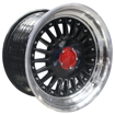 15 inch - Berlin Pro - 4X100/108 - Black Machined Lip Silver Rivets