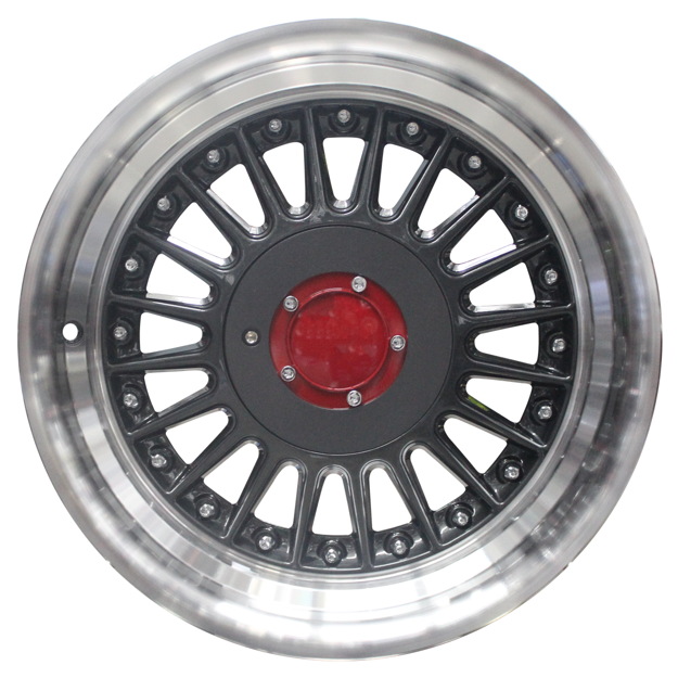 15 inch - Berlin Pro - 4X100/114 - Grey Machine Lip + Silver Rivets