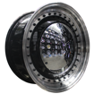 17 inch -  Old Skool - Black Machine Lip + Chrome Cap - 4x100/114