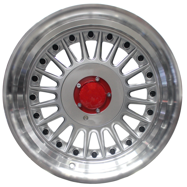 15 inch - Berlin Pro - 4X100/108 - Silver Machined Lip + Black Rivets