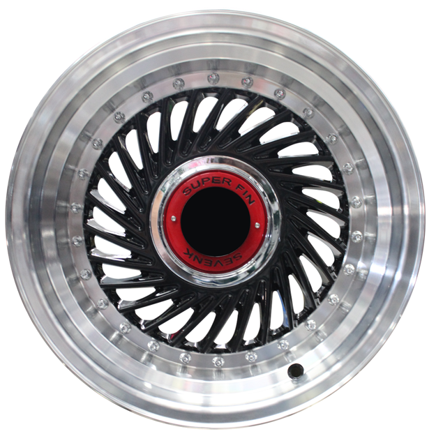 15 Inch - Super Finn - 4X100/108 - Black Machined Lip + Silver Rivets 