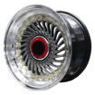 15 inch - Super Finn - 4x100/114 - Hyper Black + Gold Rivets