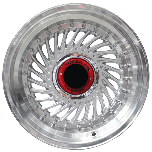 15 Inch - Super Finn - 4X100/108 -Silver Machined Lip + Silver Rivets
