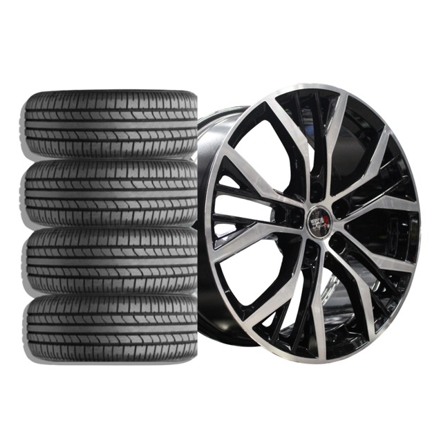 17 inch - Diego - 5x100 - Black Machined Face - Combo Deal