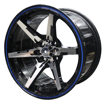 15 Inch - Tirismo - 4X100/108 - Black Machined Face + Blue Line