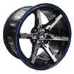 15 Inch - Tirismo - 4X100/108 - Black Machined Face + Blue Line