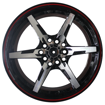 15 inch - Tirismo - 5x100/114 - Black Machined Face - Red Lip