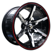 15 inch - Tirismo - 5x100/114 - Black Machined Face - Red Lip