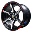 15 inch - Tirismo - 5x100/114 - Black Machined Face - Red Lip