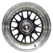 15 Inch - PORCHE BSS - 4X100/108 - Black Machined Lip + Gold Rivets