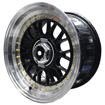 15 Inch - PORCHE BSS - 4X100/108 - Black Machined Lip + Gold Rivets