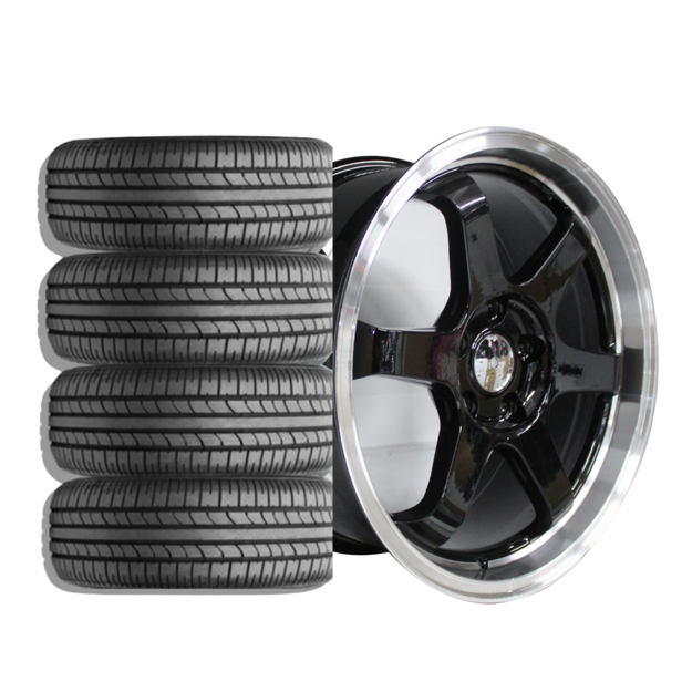 18 inch - TE37 - 5x120 - Black Machined Lip Combo Deal