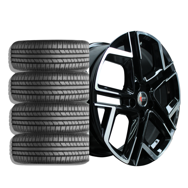 18 Inch - Fury - 5x112 - Black Machined Face - Combo