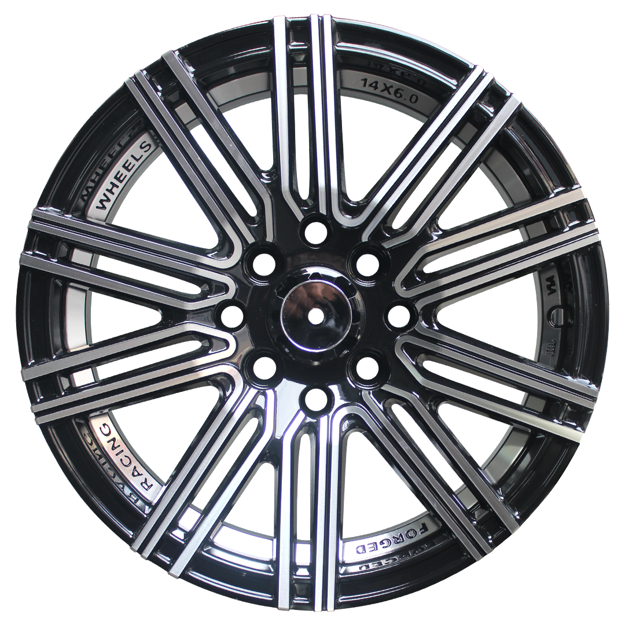 14 inch - Nova - 4X100/114 - Black Machined Face + Undercut