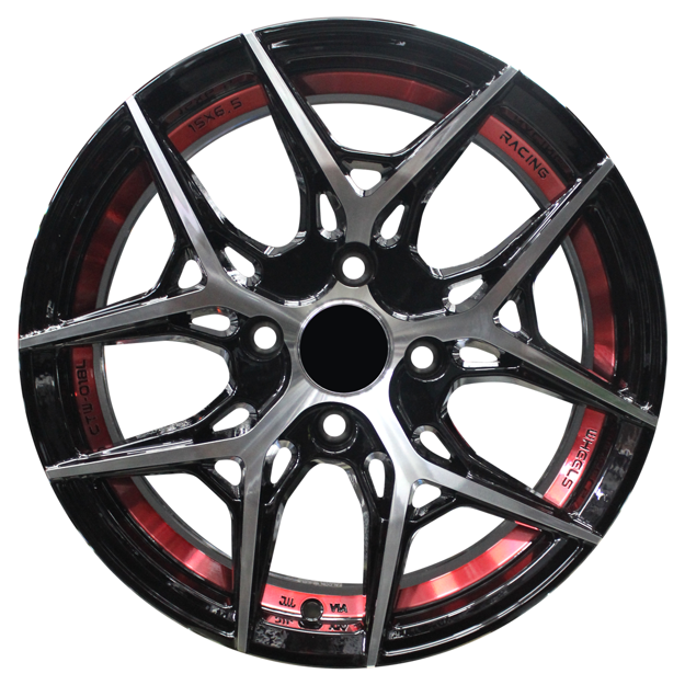 15 inch - Circuit - 4x108 -Black Machine + Red Undercut