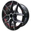 15 inch - Circuit - 4x108 -Black Machine + Red Undercut