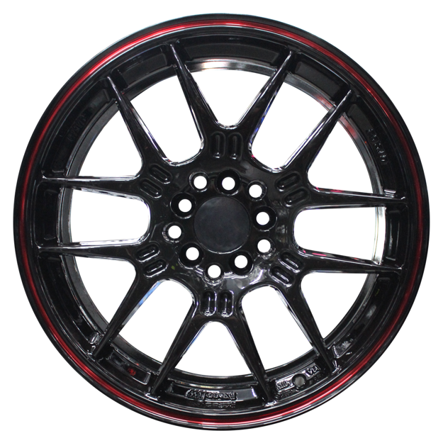 17 inch -Sierra - 5x100/114 - Black - Red Lip