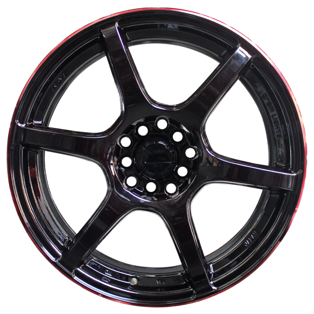 17 inch -Nitro - 5x100/114 - Gloss Black /Red Lip