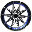 15 Inch - Skyline  - 4X100/114 - Black Machine Face + Blue Undercut 