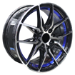15 Inch - Skyline  - 4X100/114 - Black Machine Face + Blue Undercut 
