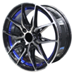15 Inch - Skyline  - 4X100/114 - Black Machine Face + Blue Undercut 