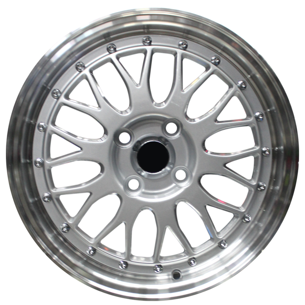 15 Inch - LM iLLUSION - 4x100 -  Silver Machined Lip + Silver Rivets