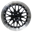 15 Inch - LM iLLUSION - 4x100 -  Gloss Black  + Silver Machined Lip + Silver Rivets
