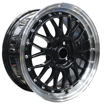 15 Inch - LM iLLUSION - 4x100 - Gloss Black + Silver Machined Lip + Silver Rivets