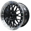15 Inch - LM iLLUSION - 4x100 - Gloss Black + Silver Machined Lip + Silver Rivets