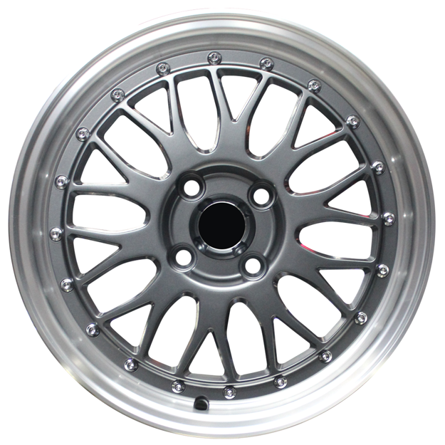 15 Inch - LM iLLUSION - 4x100 -  Matt Grey + Silver Rivets