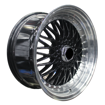 17 inch - BSS - 4X100/108 - N/W  Black Machined Lip