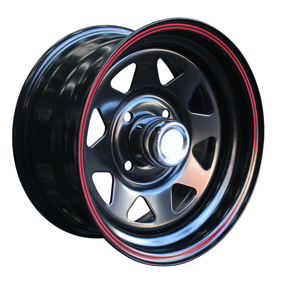 14 Inch - R. Edge Barnard Modular Red Pinstripe - 4x114 Matt Black w ...
