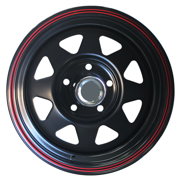 14 Inch - R. Edge Barnard Modular * Satin Black w Red Pinstripe - 5x114