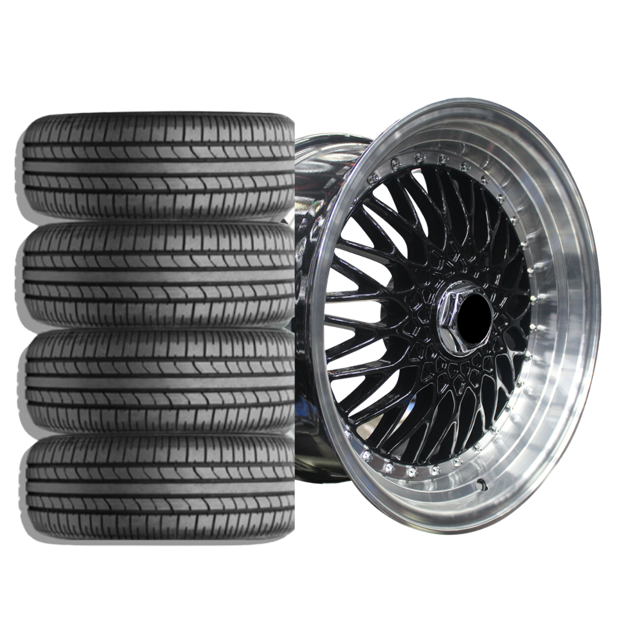 17 inch - BSS -  5x100/112 - N/W - Black Machined Lip Combo Deal   