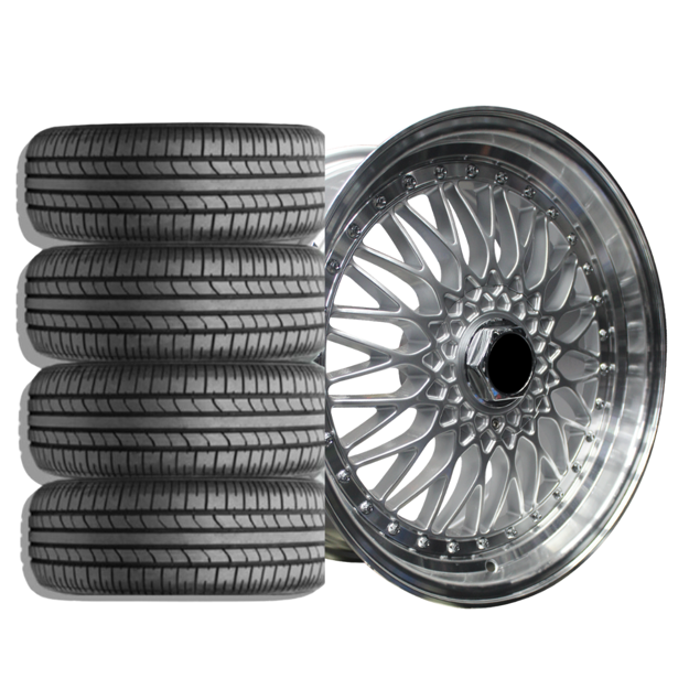 17 inch - BSS- 5X100/112 - N/W  - Silver Machined Lip - Combo Deal