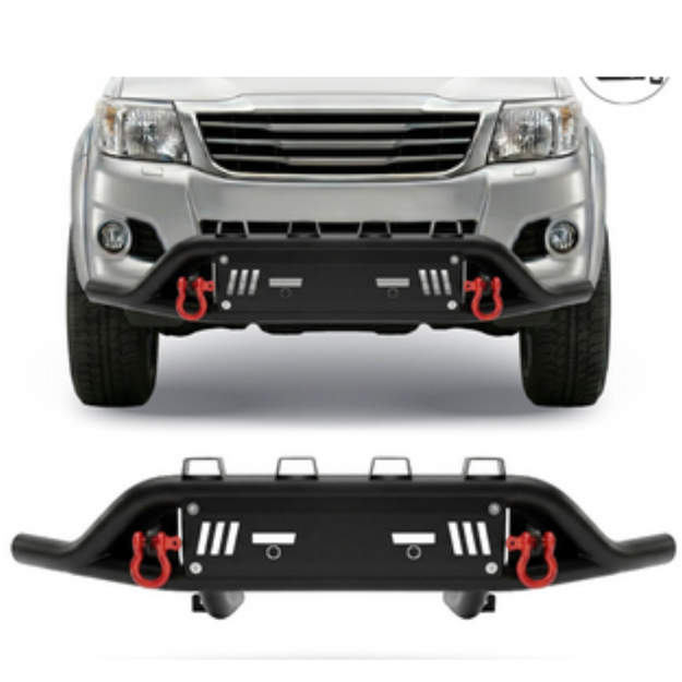 Hilux 2005 Steel Front Styling Bar Black with Red Shackles