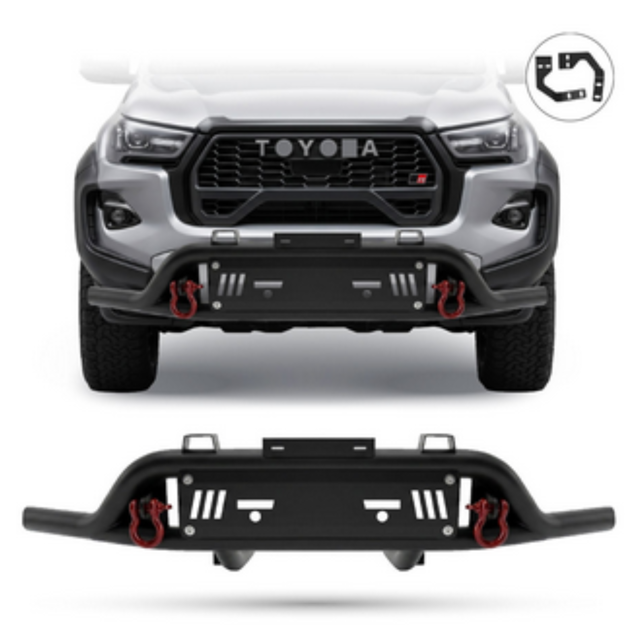 Hilux 2025 Steel Front Styling Bar Black with Red Shackles