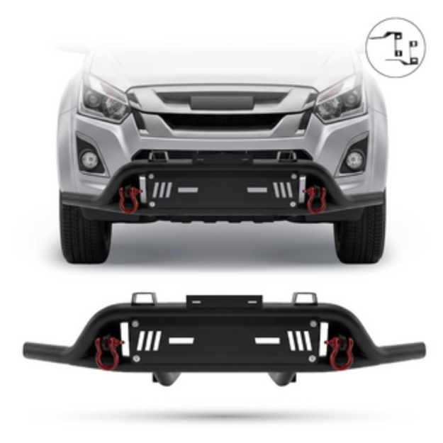 Isuzu 2012 +  Steel Front Styling Bar Black with Red Shackles